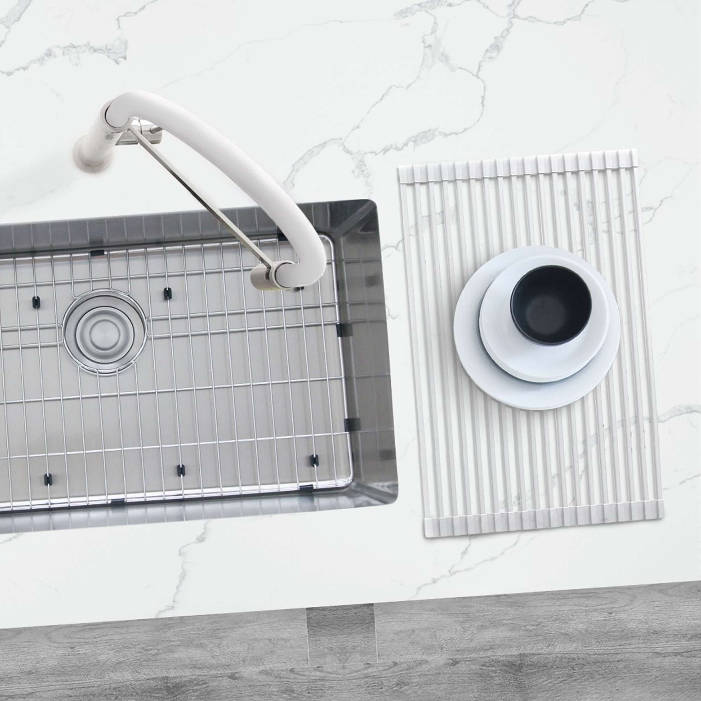 STYLISH Multipurpose Over Sink Roll Up Dish Drying Rack Bed Bath Beyond 38361222