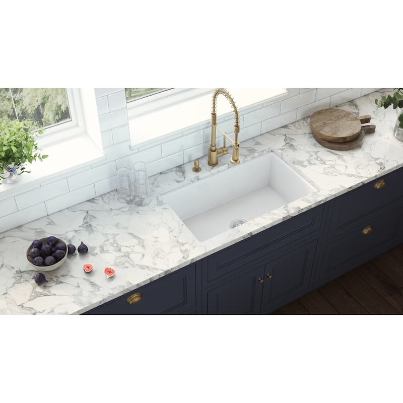Ruvati 30-inch Fireclay Undermount / Drop-in Topmount Kitchen Sink Single Bowl - White - RVL3030WH
