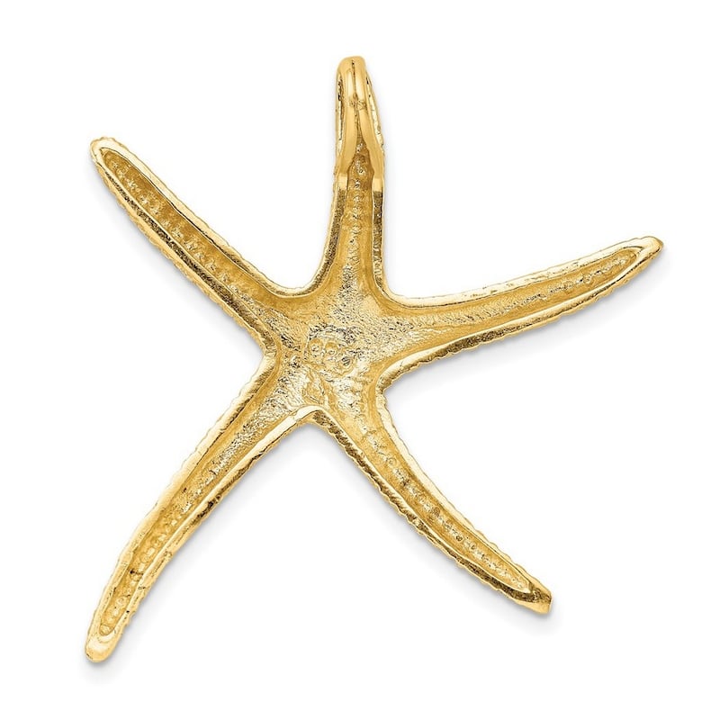 Curata 14k Yellow Gold 33mm Textured Sea shell Nautical Starfish Slide Pendant Necklace
