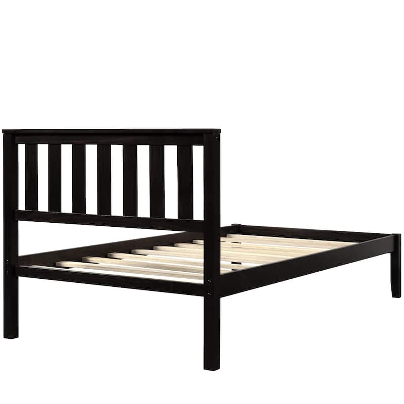 Durable Twin Wood Platform Bed Frame with No Box Spring Needed
