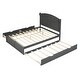 preview thumbnail 11 of 12, Queen Size Platform Bed with Twin Trundle and 2 Drawers,Traditional Style