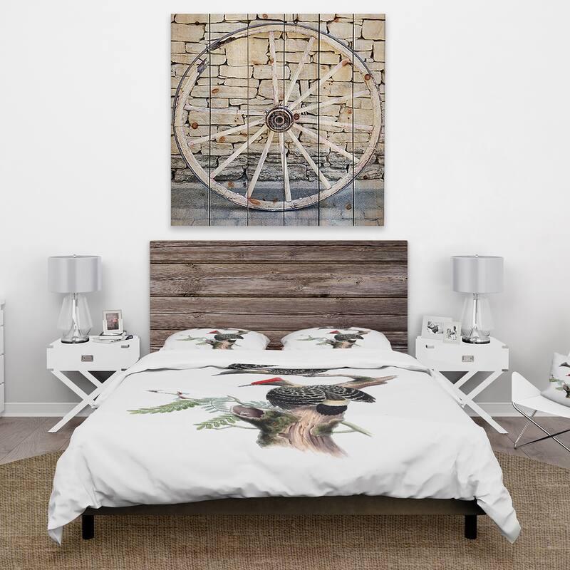 Designart 'Vintage Birds In The Wild VI' Traditional Duvet Cover Set