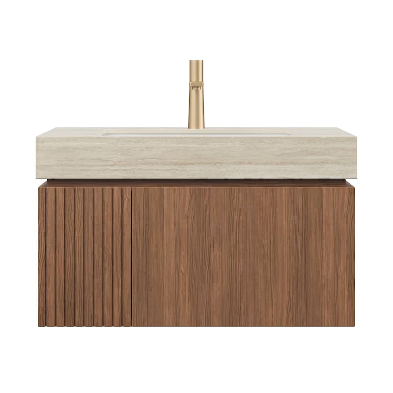 30" Bathroom Vanity with Sink, Wall-Mounted Plywood Bathroom Storage Cabinet with Drawer & Door