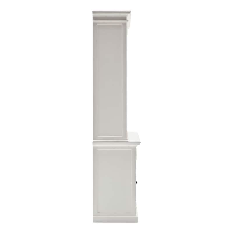 NovaSolo Halifax Coastal White Hutch Bookcase Cabinet | Solid Mahogany Frame | 62.99 x 19.69 x 86.61