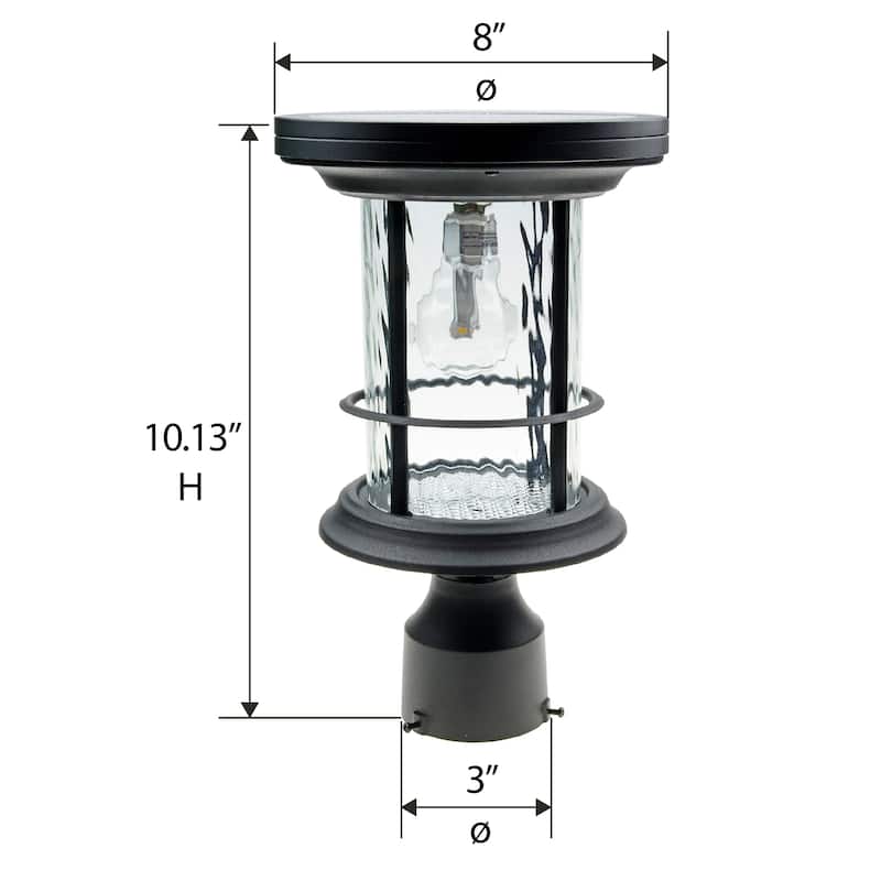 Gama Sonic Silo Black Solar 3' Fitter Post Light with Pier or Wall