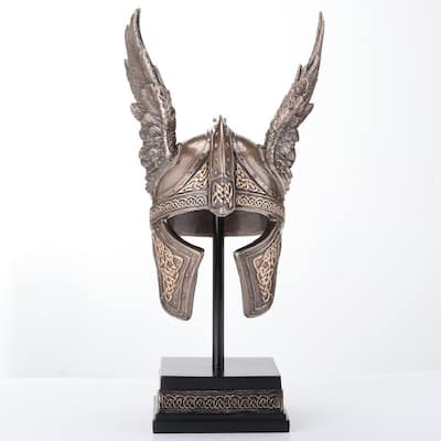 9.45 inches Height Cold Cast Bronze Norse Winged Helmet of Odin Bronze Finish Figurine