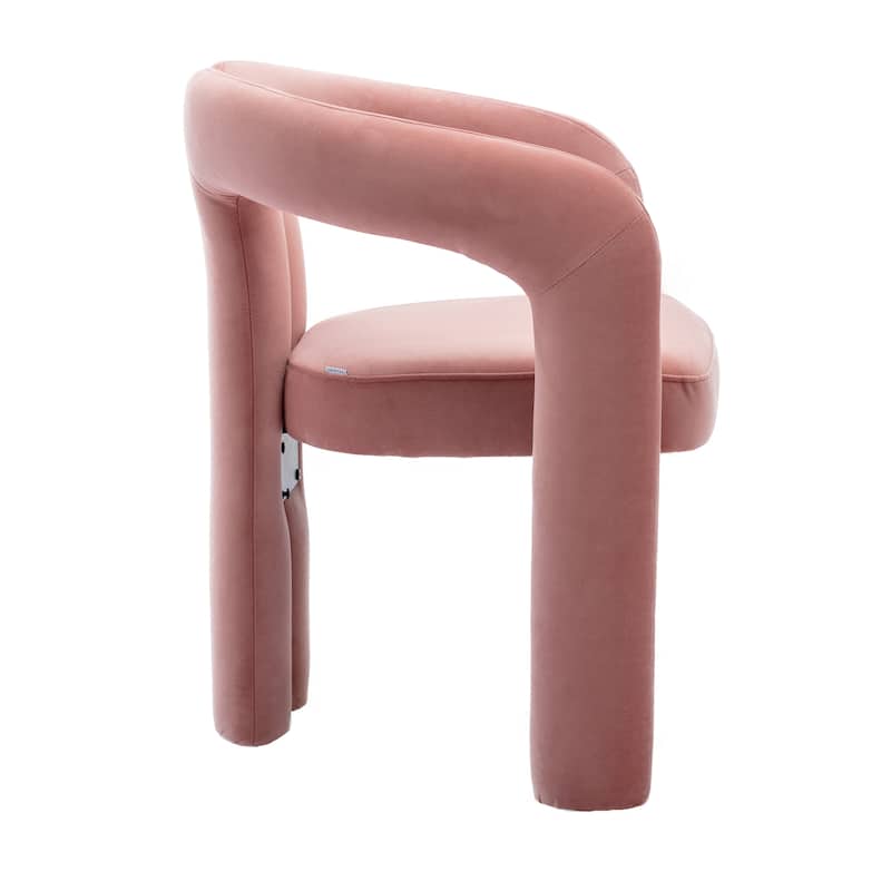 Pink Modern 25.2" Upholstered Accent Chair with Curved Circular Backrest and High-Density Foam (Set of 2)