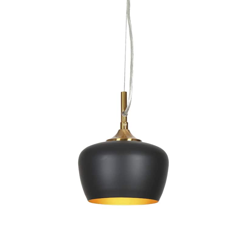 Modern Farmhouse Black Gold 1-Light Pendant Light Dome Island Lights for Dining Room