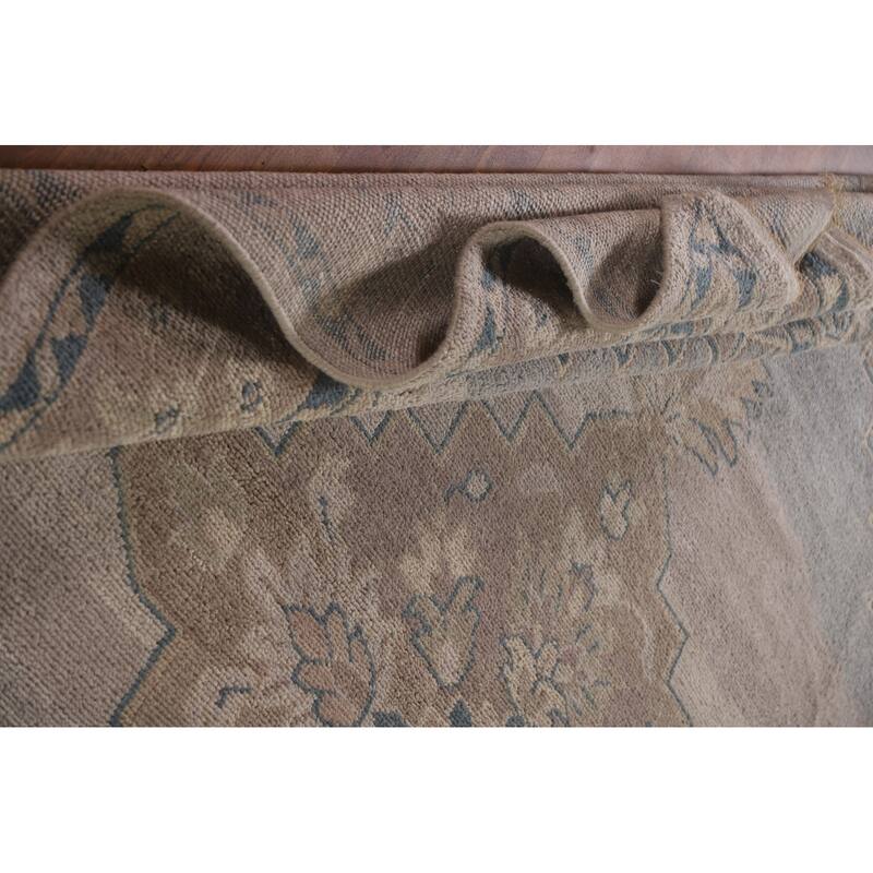 Geometric Oushak Style Area Rug Hand-knotted Oriental Wool Carpet - 8'9"x 11'9"
