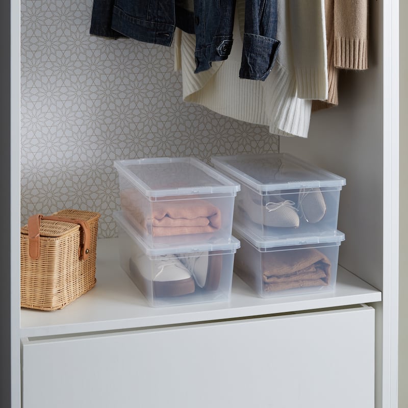 Simplify Stackable Storage Bins with Lids in Clear