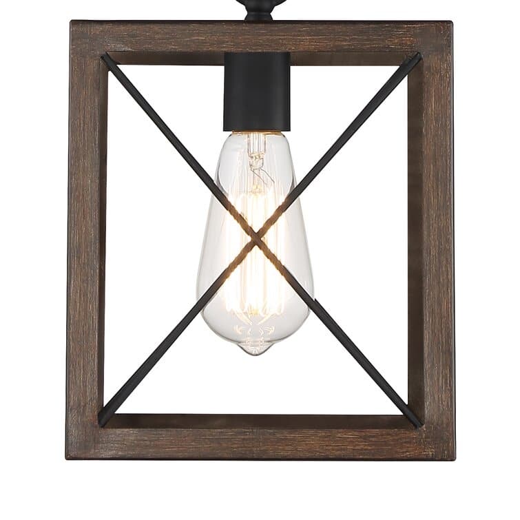 Acroma 1-light Farmhouse Rustic Rectangle Kitchen Island Pendant Light - 8 inches
