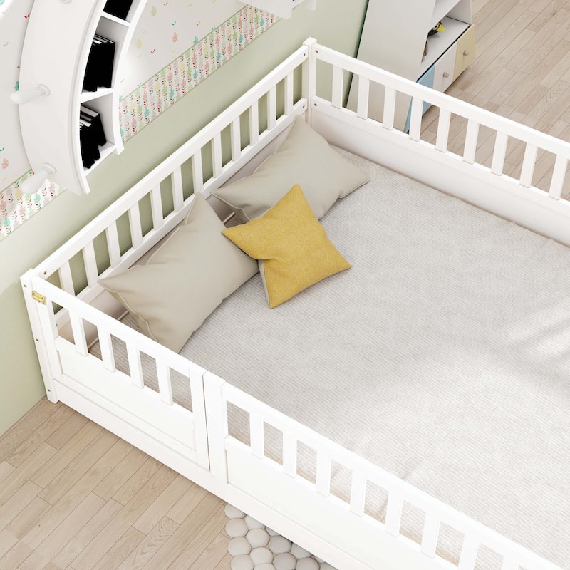 Full Size Floor bed with super high security barrier For children