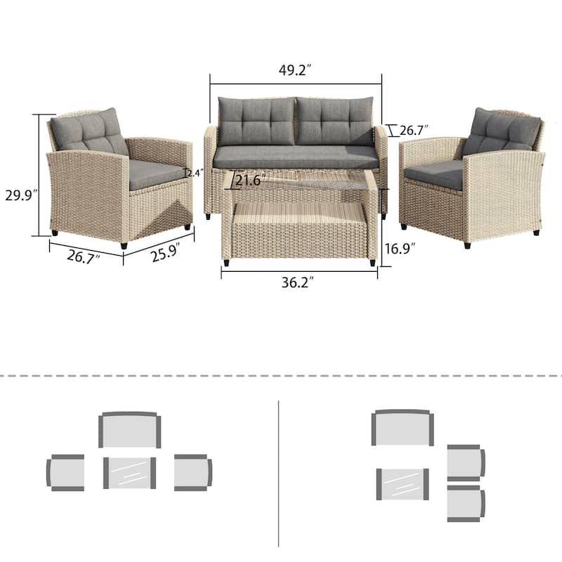 Corvus Armitage 4-piece Outdoor Resin Wicker Chat Set with Cushions