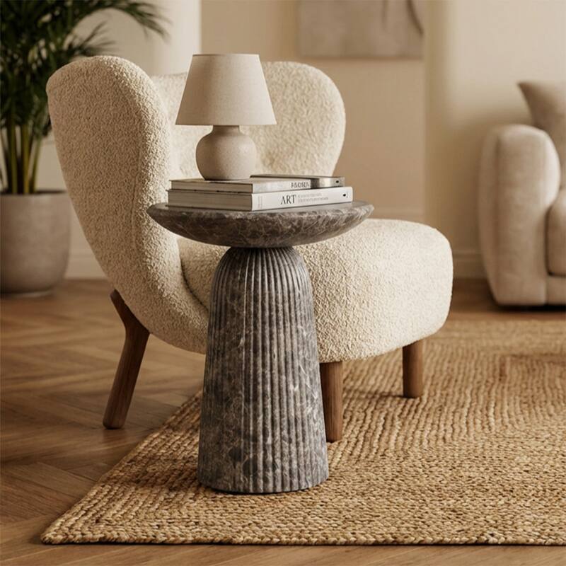 Studio London Maddox Stylish End Table for Elegant Home Interiors - 23.6'' H X 20'' W X 20'' D - Emperador Marble