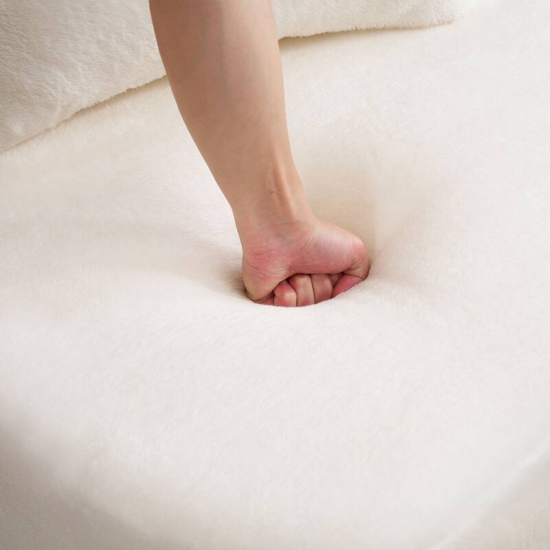 Queen Size Modern White Floor Sofa with 4 Pillows Required