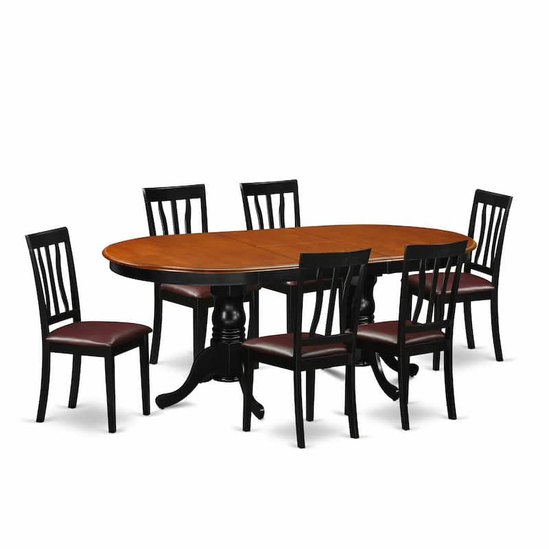 East West Furniture Dining Table Set Consist of an Oval Table with Butterfly Leaf and Dining Chairs (Chair Seat Type Options)