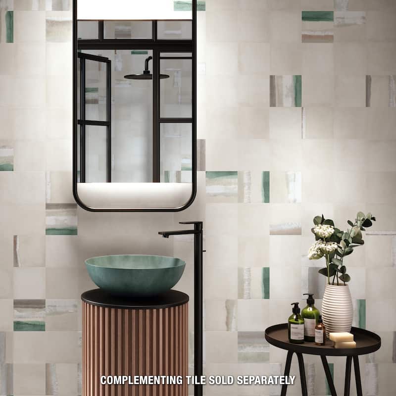 Merola Tile Matter Canvas Bone Green 6" x 6" Porcelain Floor and Wall Tile - Case (25 Tiles)