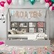 preview thumbnail 2 of 8, Wooden Twin Size House Bed with Trundle and Shelf for Kids Grey