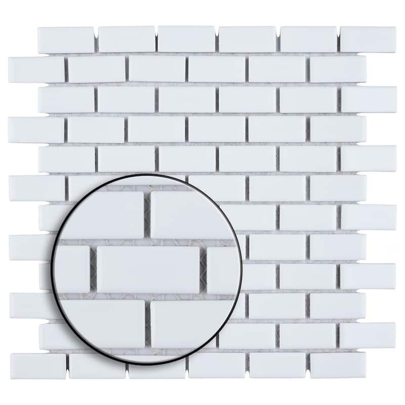Merola Tile Hudson Subway White 11-3/4" x 12" Porcelain Floor and Wall Tile