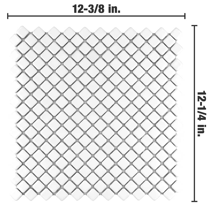 Merola Tile Hudson Diamond Glossy White 12-1/4" x 12-3/8" Porcelain Floor and Wall Tile