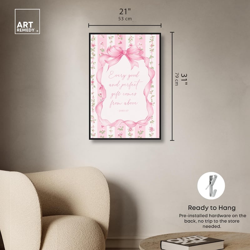 Good and Perfect Gift Bow Canvas by Art Remedy