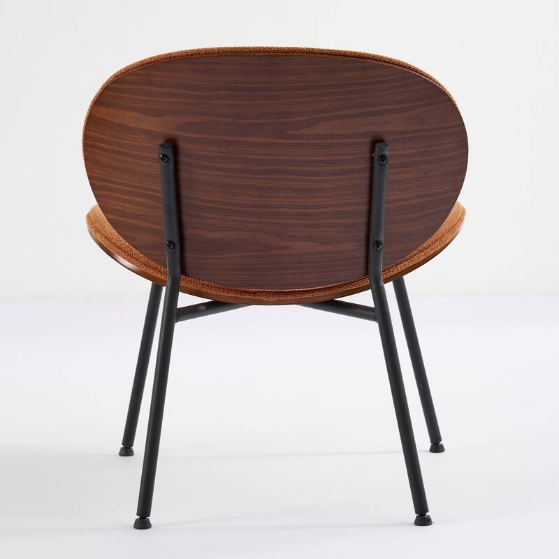 Roomfitters Mid-Century Modern Shell Chair, PU Leather Accent Lounge Chair with Walnut Wood Finish and Metal Legs