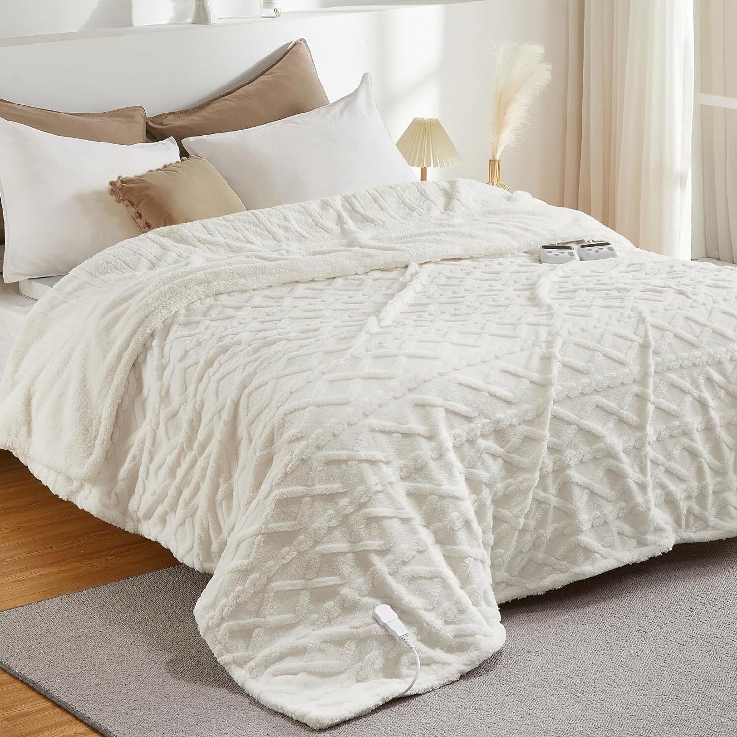 Tufted Sherpa Electric Blanket with 6 Heating Levels for Living