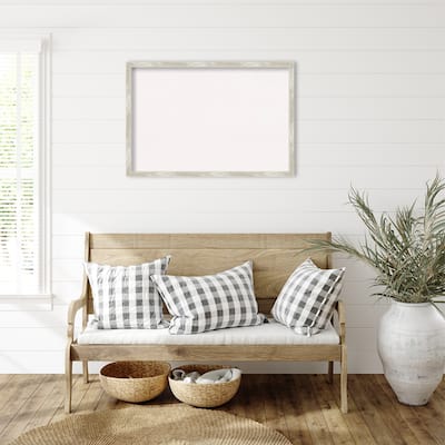 Crackled Metallic Narrow Framed White Corkboard Bulletin Board