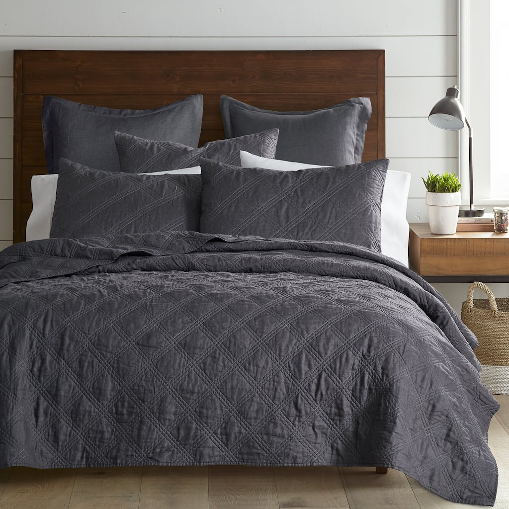 Washed Linen Charcoal Full/Queen Quilt - Levtex Home