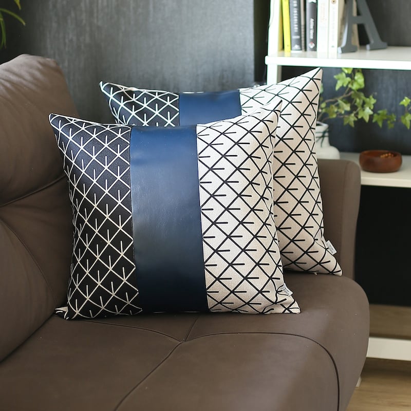 Vegan Faux Leather Throw Pillow Cover (Set of 2)