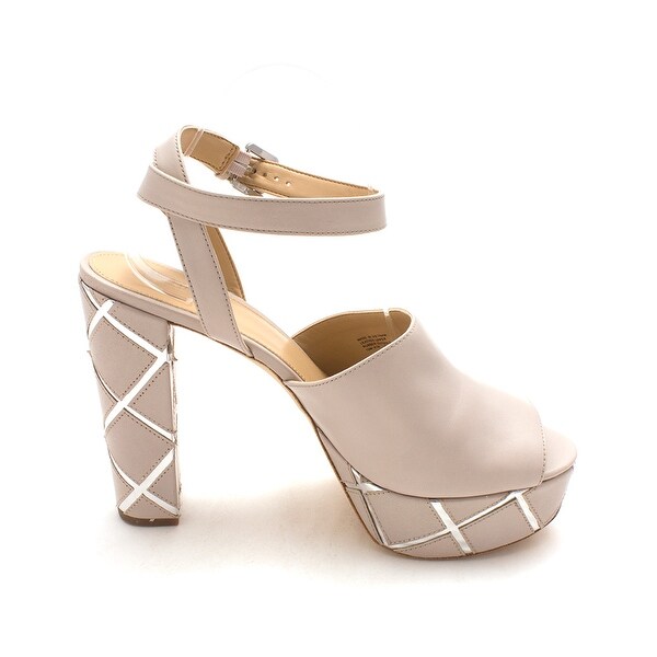 MICHAEL Michael Kors Womens Trina Platform Leather Leather Peep Toe Ankle Str...