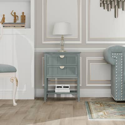 2 Drawer Side table,American style, End table,Suitable for bedroom, living room, study