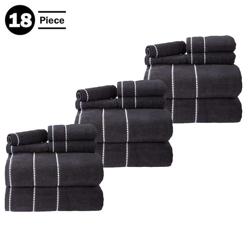 Quick Dry Towel Set - Absorbent Cotton Bathroom Accessories with Bath Towels, Hand Towels, and Wash Cloths by Lavish Home