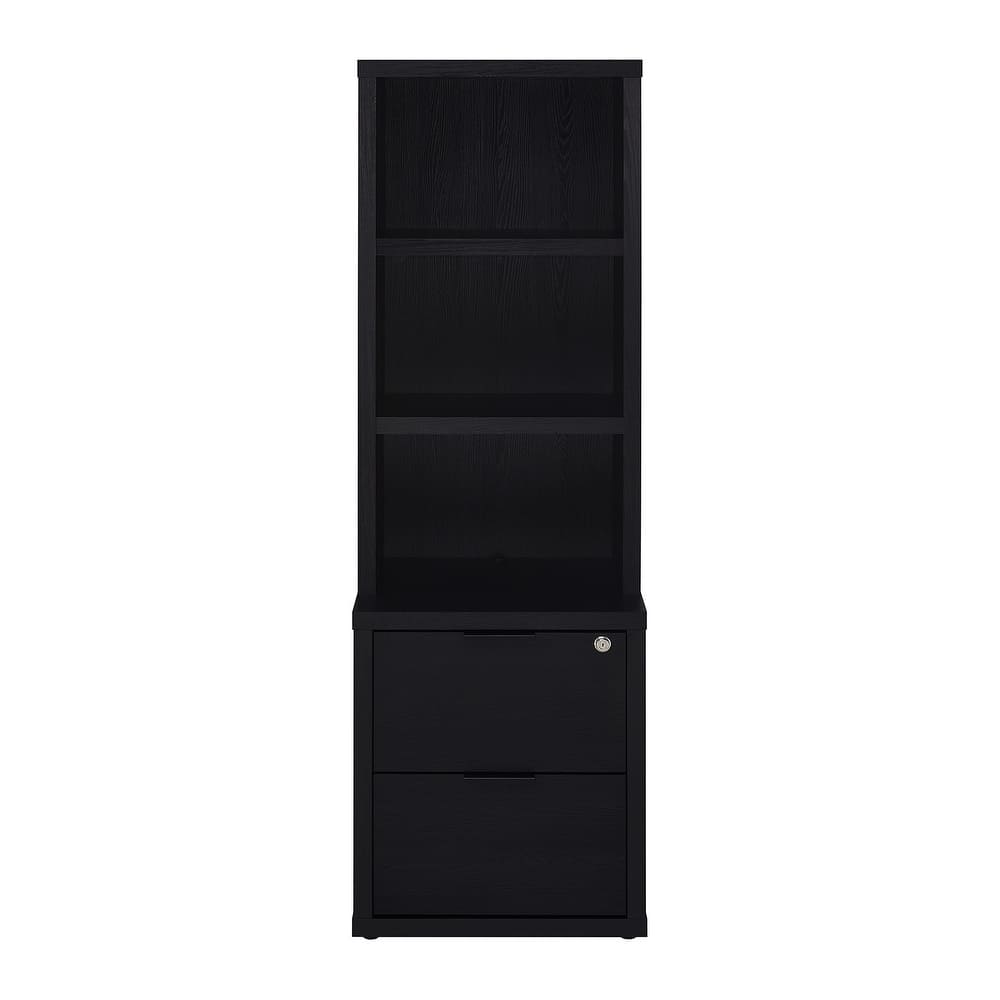 2 Drawers and 3 Open Shelves Wooden Bookcase