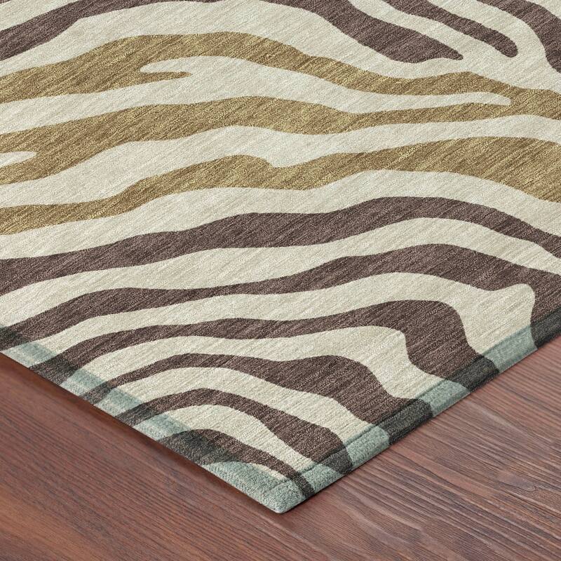 Machine Washable Indoor/ Outdoor Modern Prints Chantille Rug