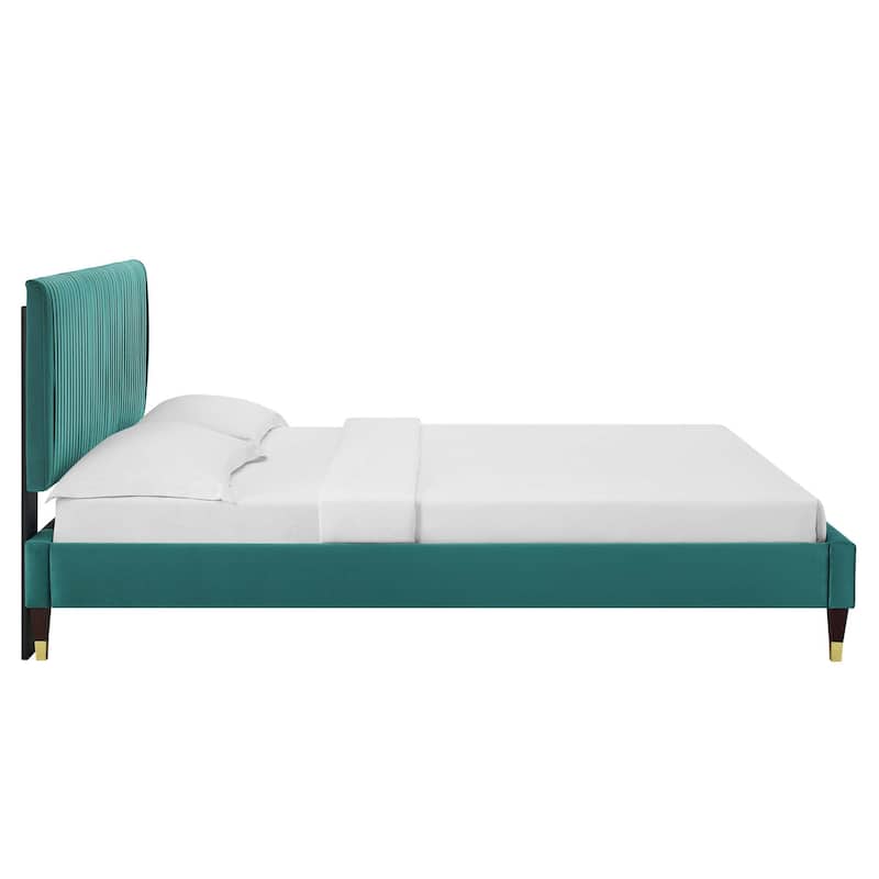 Peyton Performance Velvet Queen Platform Bed