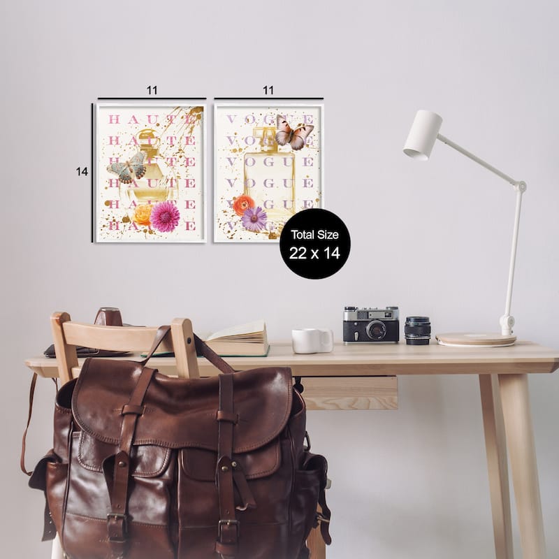 Stupell Glam Perfumes with Butterflies Framed Giclee Art Design By Susan Arnot (Set of 2)