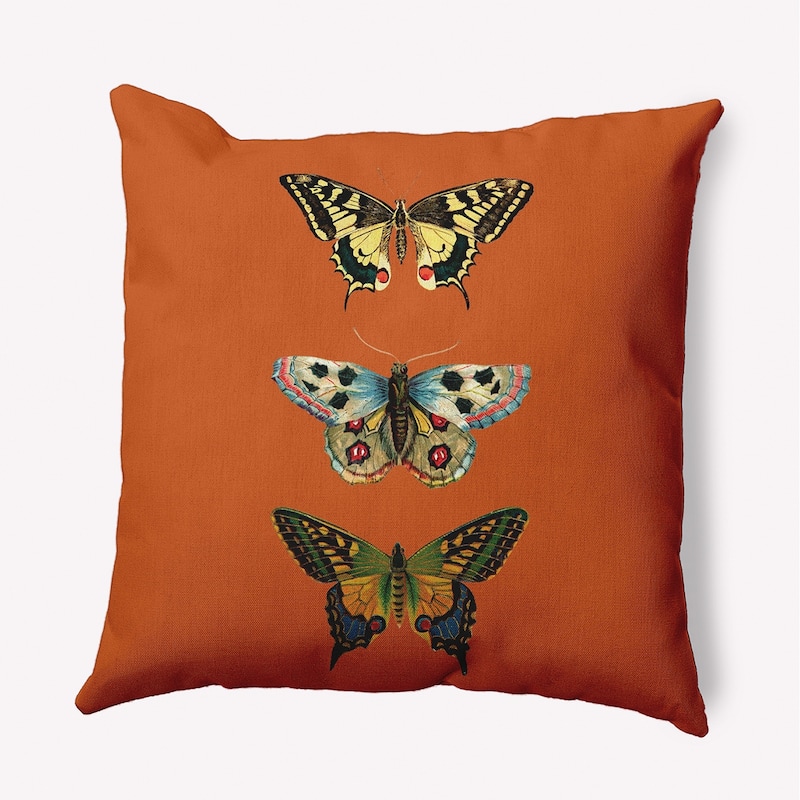 Butterflies Polyester Indoor/Outdoor Pillow - Perfect Orange - 20" x 20"