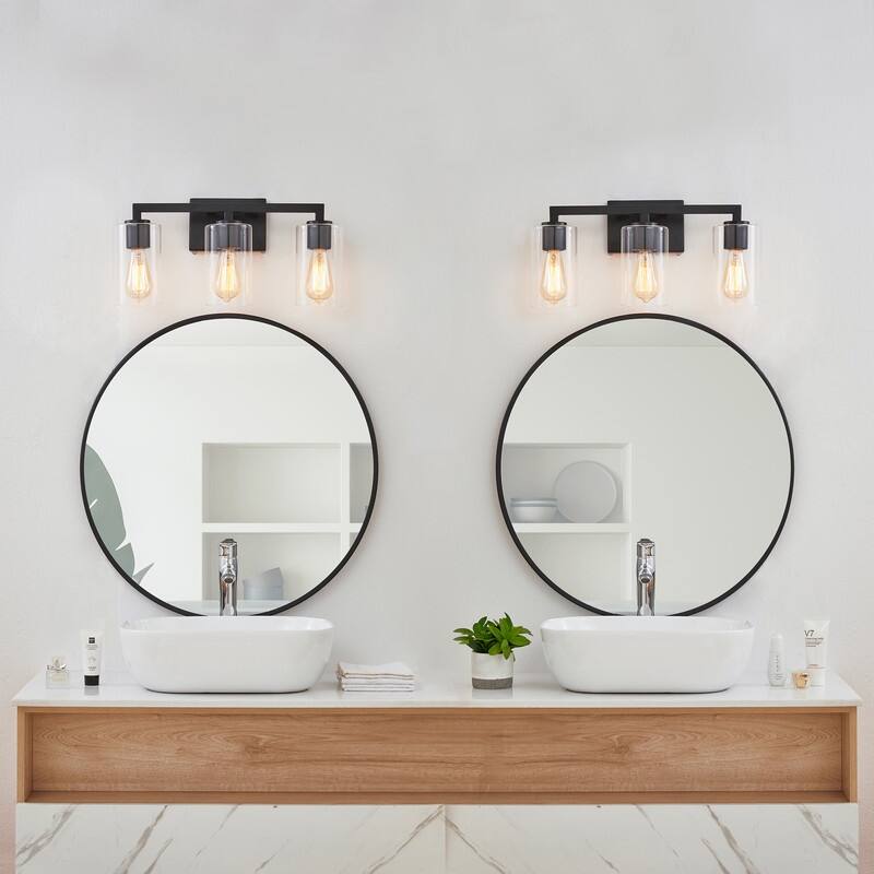 KAWOTI 20.75 inch 3-Light Bathroom Vanity Light with Clear Glass