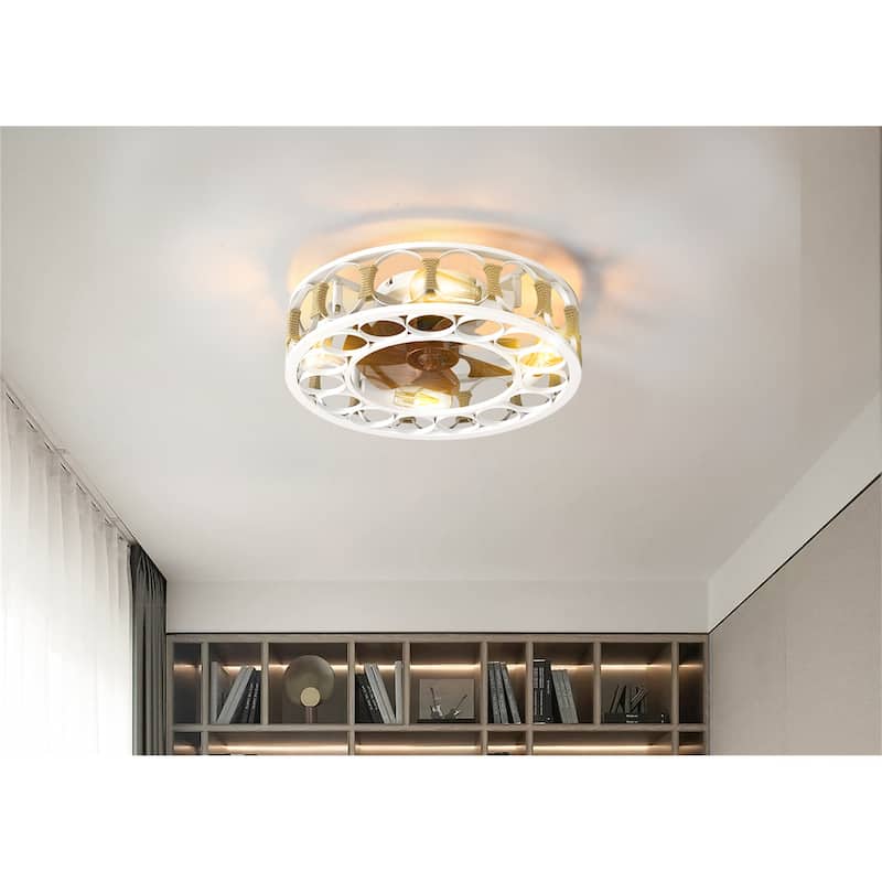 Ceiling Fan with Lights and 6 Speeds Reversible Blades - White