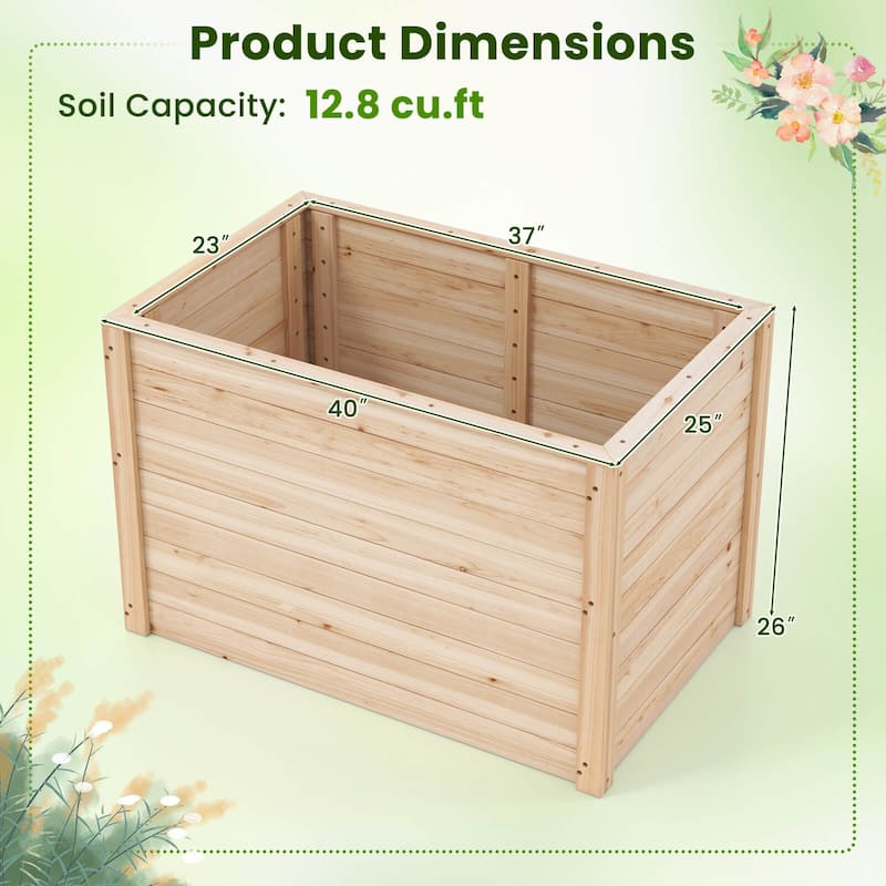 40"x25"x26" Outdoor Elevated Planter Box Wood Raised Garden Bed