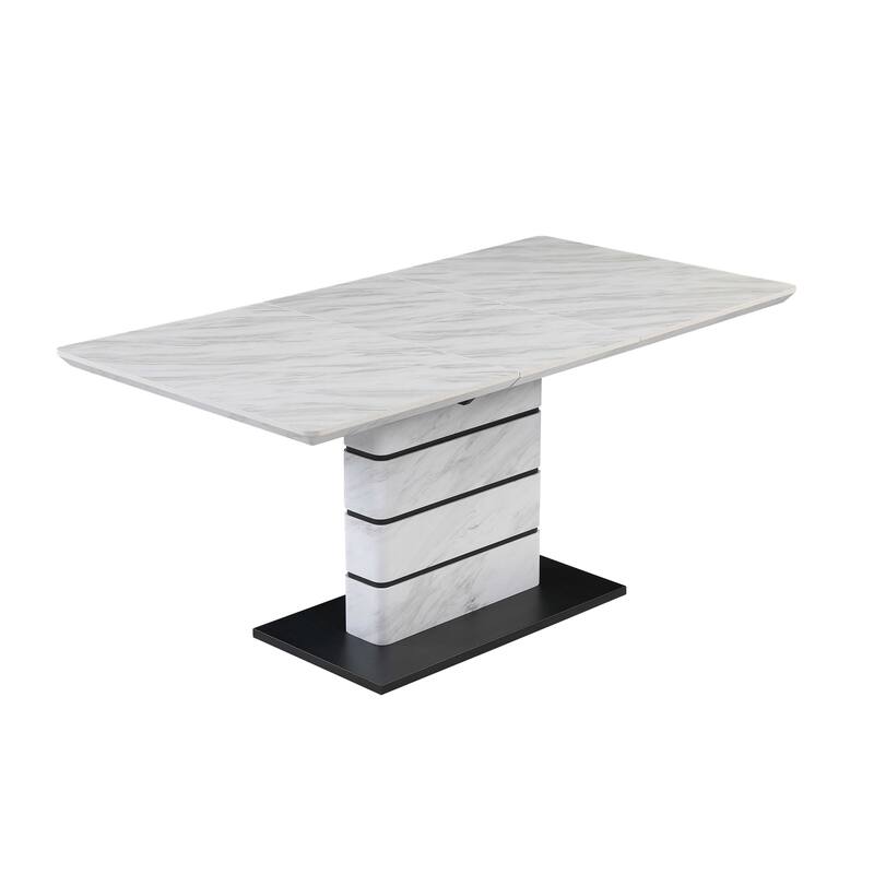 Somette Kortona Extendable Sintered Stone Dining Set with Gray Chairs