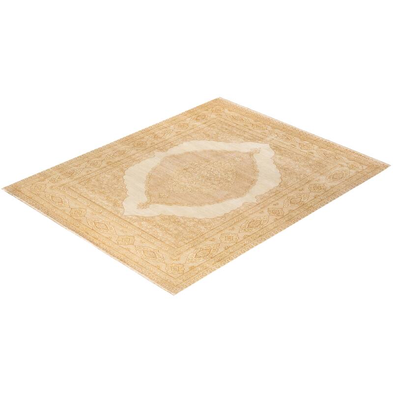 Overton Hand Knotted Wool Vintage Inspired Traditional Mogul Ivory Area Rug - 8 x 10