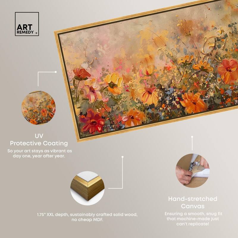 Fall Cosmo Flowers Panoramic Canvas by Art Remedy
