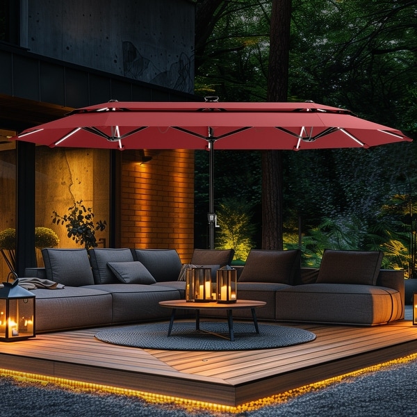 MAISON ARTS 13ft Double-Sided Outdoor Umbrella, 2-Tier Vented