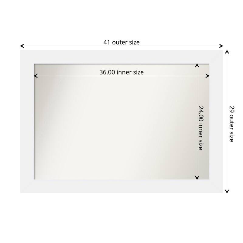 Non-Beveled Wood Bathroom Wall Mirror - Corvino White Frame - 41 x 29 in - Corvino White