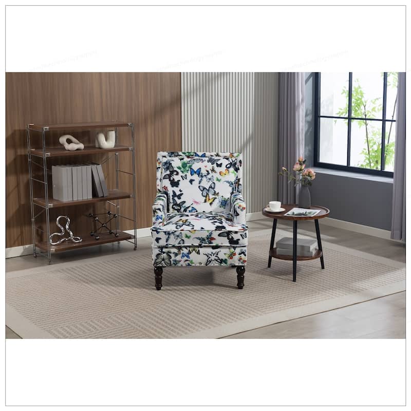 Linen Armchair with Blue and White Striped