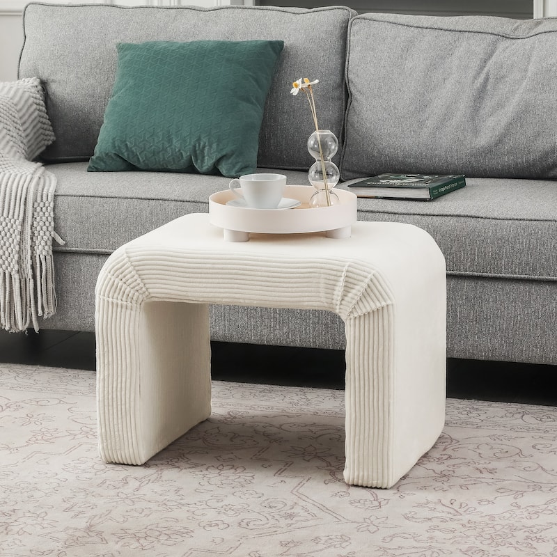 Adeco Velvet Footrest Ottoman for Living Room Bedroom