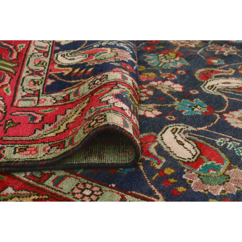 Fine Vintage Distressed Abdullah Navy/Red Rug - 6'7" x 9'8"