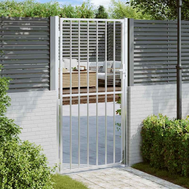 vidaXL Garden Gate Locking Fence Entrance Barrier Patio Lawn Stainless Steel